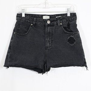 Cotton On High 90s Shorts Black Cut Off Distressed